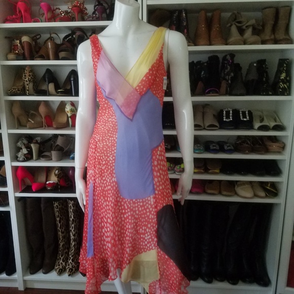 Diane Von Furstenberg Dita Patchwork Chiffon Dress - Picture 1 of 8